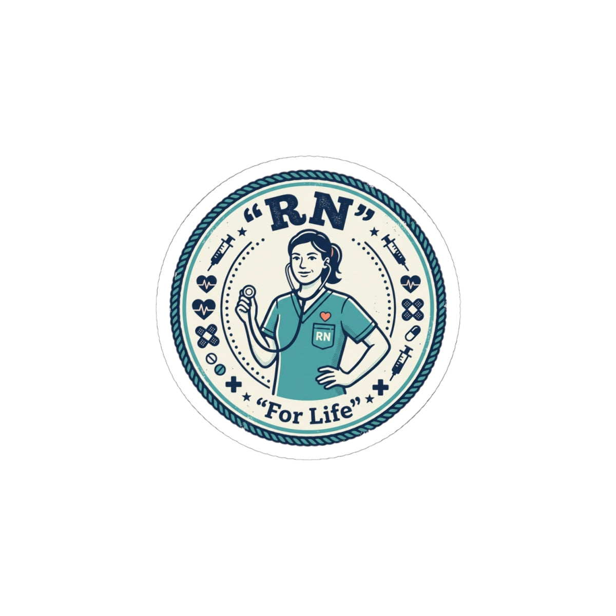 RN Nurse Badge Sticker | cute healthcare decal, summer fresh, cottagecore