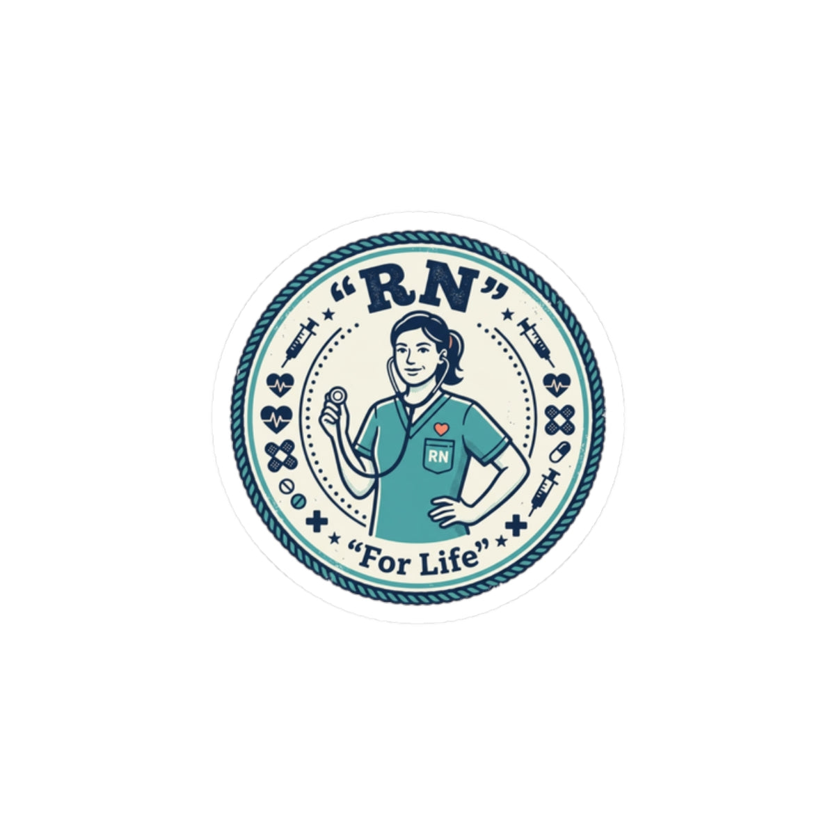 RN Nurse Badge Sticker | cute healthcare decal, summer fresh, cottagecore